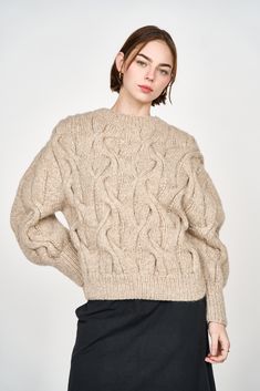 HANDMADE EDITION hand knit by women in peru, this is one of the most special pieces we've ever made. throw this luxe and cozy sweater over jeans or a dress– this is a winter essential. each piece takes 38 hours to knit. sheared responsibly from mountain roaming alpaca in the andes. fair trade certified. 70% baby alpaca, 7% merino wool, 23% recycled polyamide care: hand wash in cool water using minimal gentle soap. do not bleach. do not wring. dry flat. or, dry clean with any solvent except trich Knitwear Fashion, Pajama Robe, Winter Essentials, Baby Alpaca, Body Size, Cozy Sweaters, Sweater Jacket, Merino Wool, Sweater Top