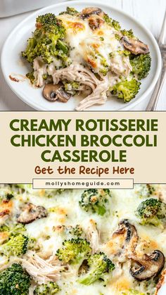 creamy rotissee chicken broccoli casserole on a white plate