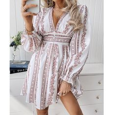 Material: Polyester Gender: Women Item Type: Dress Sleeve Length:Long Sleeve Color: Photo Color Size: S,M,L,XL Flounce Sleeve Dress, Dress Sleeve Length, Womens Style, Church Dresses, Floral Decoration, Color Photo, Flounce Sleeve, Vestido Casual, Type A