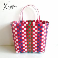 Xajzpa - Women’s Handbags Woven Luxury Tote Handmade Plastic Summer Beach Shopping Bag Designer Red Square Bag For Summer, Colorful Summer Bags As Gifts, Colorful Summer Bags For Gifts, Square Red Beach Bag For Shopping, Red Summer Bags Suitable For Gifts, Red Bags For Summer Gifts, Red Square Beach Bag For Shopping, Red Square Shoulder Bag For Vacation, Red Summer Beach Bag Gift