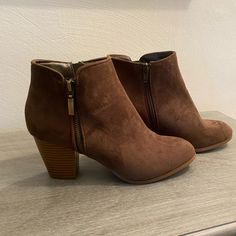 These Are Never Worn Brown Ankle Boot Heels Ankle Boot Heels, Brown Heeled Boots, Boot Heels, Wardrobe Upgrade, Christmas Clothing, Short Heels, Brown Heels, Brown Ankle Boots, Heeled Ankle Boots