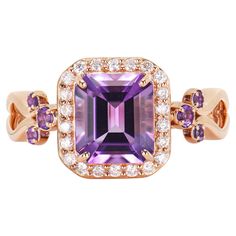 Presented A stunning variety of amethyst gemstones for those who respect quality and wish to wear them on any occasion or everyday basis. The rose gold amethyst fancy ring, embellished with diamonds, has a timeless and exquisite appeal. Amethyst Fancy Ring in 14Karat Rose Gold with White Diamond. Amethyst: 1.78 carat, 8X7mm size, cushion shape. Amethyst: 0.07 carat, 2.00mm size, round shape. Amethyst: 0.03 carat, 1.50mm size, round shape. White Diamond: 0.23 carat, 1.30mm size, round shape, G co Fancy Rings, Naha, Amethyst Gemstone, The Rose, White Diamond, Round Shape, Or Rose, Wedding Rings Engagement, Fashion Rings