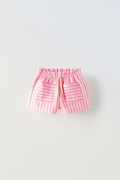 STRIPED SHORTS - Neon pink | ZARA United States Stylish Baby Girl Outfits, Stylish Baby Girls, Zara Australia, Crochet Coat, Stylish Baby, Linen Blazer, T Shirt Vest, Skorts, Girl Clothes