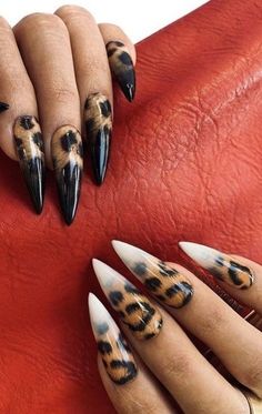 Black And Animal Print Nails, Wild Animal Nails, Fishnet Nail Design, Wild Nail Art, Leopard Nails Designs, Unusual Nail Designs, Wild Nails, Tiger Nails