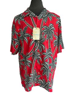 Large Caribbean Red Silk Blend Hawaiian Shirt Palm Trees NWT Measurements taken flat, one-sided Length: 30.5" Chest: 24.5" Red Silk, Hawaiian Shirt, Palm Trees, Casual Button Down Shirts, Casual Button Down Shirt, Casual Shirts, Men Casual, Mens Accessories, Trees