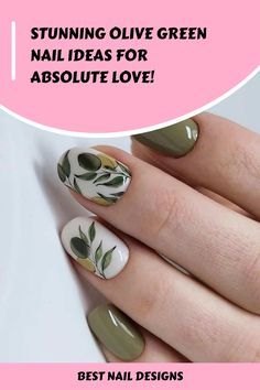 "Bring on the fall vibes with this stunning moss green! 🍃 Nail your seasonal style effortlessly! 🍁 #AutumnStyle #MossGreenNails #NailFashion" Olive Nail Art, Olive Green Nail Ideas, Olive Green Nail Designs, Olive Green Nails, Green Nail Ideas, Green Polish, Art Adventure