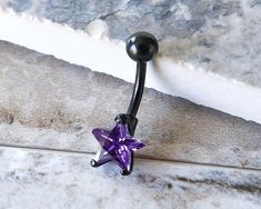 Brilliant Amethyst CZ Star Crystal Belly Button Ring Black | Etsy Star Crystal, Light Amethyst