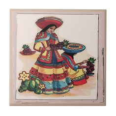 an image of a mexican woman holding a plate