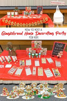 gingerbread house decorating party for kids with gingerbreads and cookies on the table