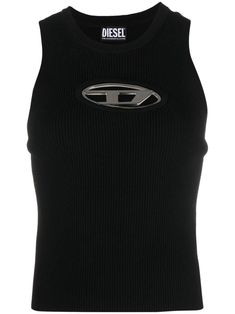 Find DIESEL Logo Tank Top on Editorialist. logo cutout tank vest from DIESEL featuring black, fine ribbed, logo plaque, scoop neck, sleeveless, cut-out detailing and straight hem. This piece fits true to size. We recommend you get your regular size Model is 1,75m / 5ft 8in wearing size S Diesel Logo, Knitted Tank Top, Black Rib, Looks Style, Knit Tanks, Black Tank Tops, Jacket Dress, Tory Burch, Sweat Shirt