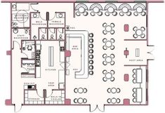 the floor plan for a restaurant with tables and chairs