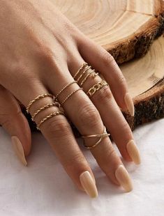 Branch Rings, Textured Gold Ring, Rings Delicate, Hand Jewelry Rings, Gold Minimalist Jewelry, Midi Ring Set, Spiral Ring, Stacking Ring Set, Ringe Gold