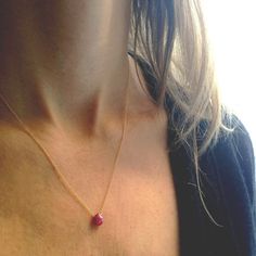 Genuine Ruby Necklace Real Ruby Necklace Gold by lolabeanjewelry Dainty Ruby Gemstone Birthstone Necklace, Dainty Ruby Gemstone Necklace, Minimalist Ruby Birthstone Necklace, Minimalist Red Gemstone Birthstone Necklace, Dainty Ruby Necklace As Gift, Dainty Ruby Necklace For Gift, Dainty Ruby Birthstone Necklace, Red Minimalist Birthstone Necklace, Ruby Necklace With Delicate Chain As Gift