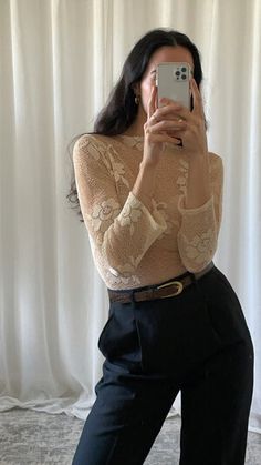 Europe Fits, Boring Clothes, Vintage Store, Too Short, Aesthetic Outfits, Cool Style, Lace Top, Fashion Inspo, Long Sleeve Blouse