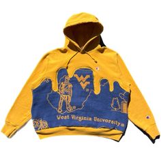 1/1 Handmade West Virginia College Tapestry Champion Hoodie This Piece Is Made From Thrifted Hoodie And Tapestry Blanket And It’s A 1 Of 1. Size Large Measurement 26.5 X 24.5 Garment Care Instructions: Wash In A Regular Cycle With Cold Water And Mild Detergentavoid Bleach. You May Machine Dry On A Low Setting, But For Best Results, Line Dry To Prevent Shrinkage. #Handmade #1of1 #Champion #Westvirginia #Upcycle Bleached Hoodie Diy, College Tapestry, Bleach Hoodie, Hoodie Diy, West Virginia University, Tapestry Blanket, Blanket Hoodie, Champion Hoodie, 1 Of 1