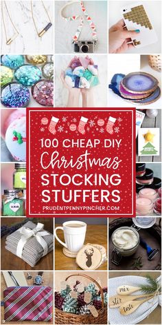 christmas stocking stuff is shown with the words, 100 cheap diy christmas stocking stuff