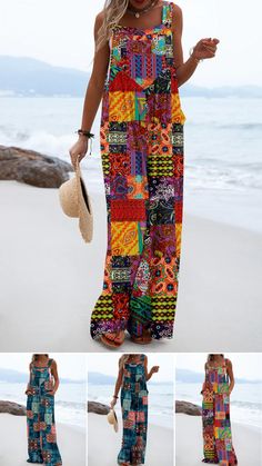 Buy any 2 Get Free Gift! Cute Ador Cotton Linen Jumpsuit, Overall Tribal Country Print Outfits. Women's Holiday Travel Jumpsuit Multicolor Boho Print Beach Bottoms, Multicolor Boho Print Bottoms For Vacation, Multicolor Boho Print Summer Bottoms, Casual Multicolor Print Jumpsuits And Rompers For Vacation, Summer Printed Multicolor Jumpsuits And Rompers, Summer Multicolor Printed Jumpsuits And Rompers, Printed Patterned Bottoms For Beach Season, Summer Patterned Printed Jumpsuits And Rompers, Patterned Boho Print Bottoms For Summer