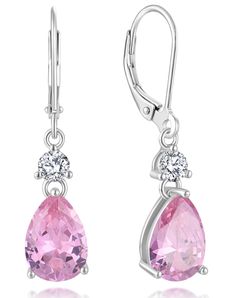 PRICES MAY VARY. Ღ𝗦𝘁𝘂𝗻𝗻𝗶𝗻𝗴 𝗗𝗲𝘀𝗶𝗴𝗻 ━ Guesma dangle earrings for women set with 2 pieces 10x7mm teardrop-brilliant-cut created pink tourmaline, and 2 pieces 3.5mm 5A+ cubic zirconia. Ღ𝗛𝗶𝗴𝗵-𝗤𝘂𝗮𝗹𝗶𝘁𝘆 𝗠𝗮𝘁𝗲𝗿𝗶𝗮𝗹𝘀 ━ Made from 925 sterling silver with 18k white gold plated, these leverback earrings are durable and long-lasting. They are also hypoallergenic, making them safe for those with sensitive ears. Ღ𝗩𝗲𝗿𝘀𝗮𝘁𝗶𝗹𝗲 ━ These drop earrings are perfect from weddings Teardrop Dangle Earrings, Leverback Earrings, Earring Jewelry, Jewelry For Her, Pink Earrings, Drop Earring, Sensitive Ears, Women Set, Pink Tourmaline