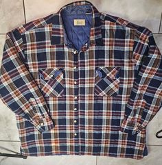 fantastic vintage condition! pit to pit: 27 in Length:  30 in Tag: "big 2x" Grunge 90s, 90s 80s, Mens Plaid, 80s Retro, Line Jackets, Jacket Vintage, Red Blue