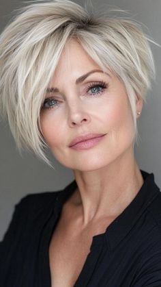 #shortfallhaircuts #fallhaircuts #hairinspo #hairtrends #hairgoals #shorthairdontcare #fallbeauty #haircutideas #haircutinspiration #autumnhair #hairtransformation #haircutseason #fallstyle #hairfashion #haircuttrends #haircutgoals Edgy Short Hair For Women Over 50, Women’s Short Haircuts, Sassy Short Hairstyles For Women, Best Hairstyles For Oval Face, Angled Pixie, Ladies Short Hair, Feminine Pixie Cuts, Haircuts For Ladies, Perfect Blonde Hair