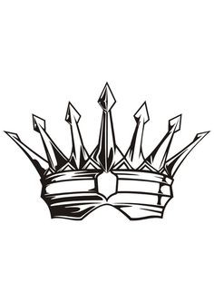 a black and white drawing of a crown with an arrow on the top, as if it