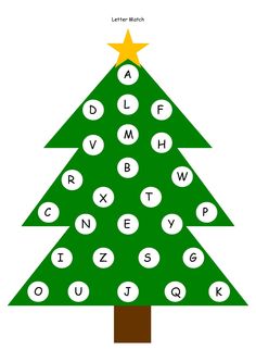 a christmas tree with letters and numbers to match it's name in the bottom right corner