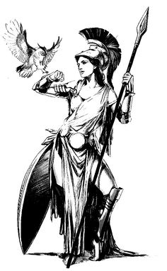 Female Greek Warrior Tattoo, Athena Artwork, Tattoo Ideas Greek, Greek Mythology Athena, Athena Symbol, Symbol Of Justice, Athena Art