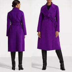 New Black Label Lauren Ralph Lauren Double-Faced Wool-Blend $495 Lauren Ralph Lauren Women's Belted Wool-Blend Wrap Coat Luxe Purple Size 14 Xl Curvy An Elegant Layer For The Cold Weather Season, This Coat Is Designed With Oversize Notch Lapels And A Luxuriously Soft Double-Faced Wool Blend. A Self-Belt At The Waist Enhances Its Effortless Wrap Silhouette. Realized In A Luxuriously Soft Wool Blend, This Wrap Coat Distinguished By An Oversize Notch Collar And A Silhouette-Defining Belted Waist. S Purple Winter Outerwear For Office, Winter Office Purple Outerwear, Chic Purple Outerwear With Lapel Collar, Chic Purple Outerwear For Work, Purple Wool Outerwear For Work, Bridesmaids Spring, Prom Photoshoot, Size 16 Women, Purple Agate