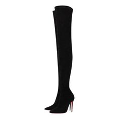 Christian Louboutin Kate Botta Alta 100 Black Suede Otk Knee Thigh Heel Boot 36 ********** Christian Louboutin ********** Brand: Christian Louboutin Size: 36 (Know Your Louboutin Size) Name: Kate Botta Alta Color: Black Style: Otk Over Knee High Boots Style#: 1220521 Material: Veau Velours Stretch Over The Knee, Thigh High Boots Standing On A 100mm Heel Pointed Front Toe Black Suede Veau Velours Stretch Material Inside Zipper Access Thin Stiletto Back Heel Classic Red Leather Sole Brand New In B Christian Louboutin Boots Outfit, Louboutin Boots Outfit, High Boots Style, Red Bottom Boots, Black Thigh Boots, Over Knee High Boots, Louboutin High Heels, Louboutin Boots, Louboutin Kate