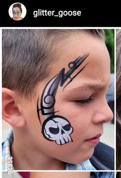 Simple Halloween Face Paint Ideas, Monster Truck Face Paint, Men Face Paint, Autumn Face Paint, Skull Face Paint Easy, Boys Face Painting Ideas, Face Paint Adults, Spooky Face Paint