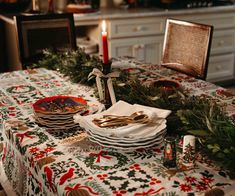 Set your holiday table with our Christmastide tablecloth, inspired by folk art and heirloom quilts. Our 100% cotton table linens are available in three sizes, and were designed to layer with our coordinating Christmastide embroidered napkins. Part of the Rifle Paper Co. x The Company Store collection. | The Company Store Cotton Tablecloth Christmastide, Size Medium by Rifle Paper Co Heirloom Quilt, Cottage Christmas, Embroidered Napkins, The Company Store, Cotton Tablecloths, Holiday Table, Kitchen Linens, Holiday Tables, Winter Time