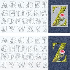 the letters and numbers are made out of denims with different designs on each side