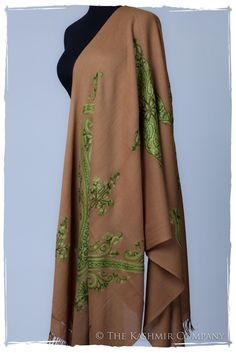 Regal Paisley Taupe Shawl Embroidered Beige Shawl In Traditional Drape, Luxury Traditional Shawl With Motifs, Luxury Jamawar Shawl With Intricate Embroidery, Intricately Embroidered Jamawar Pashmina Shawl, Embroidered Jamawar Pashmina Shawl, Hand Dyed Shawl, Embroidery Fashion Detail, Paisley Shawl, Winter Shawl