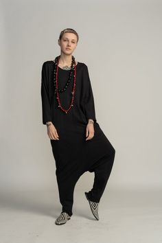 Black Harem Jumpsuit with pockets, Harem Jumpsuit, Drop Crotch Jumpsuit, Boho Jumpsuit, Jumpsuit wit Black Relaxed Fit Jumpsuits And Rompers, Black Relaxed Fit Overalls And Jumpsuits, Black Long Sleeve Jumpsuits And Rompers For Fall, Black Long Sleeve Jumpsuits And Rompers For Work, Black Long Sleeve Jumpsuits For Work, Black Relaxed Fit Jumpsuits And Rompers With Side Pockets, Long Sleeve Black Jumpsuits And Rompers For Loungewear, Black Long Sleeve Jumpsuits For Loungewear, Black Relaxed Fit Jumpsuit For Workwear