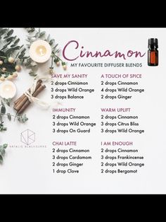 Cinnamon Bark Essential Oil, Doterra Diffuser Blends, Essential Oils For Colds, Doterra Essential Oils Recipes, Essential Oil Diffuser Blends Recipes, Essential Oils Herbs, Cinnamon Essential Oil, Essential Oil Diffuser Recipes, Oil Diffuser Recipes