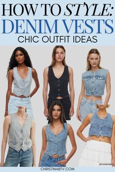 Learn How To Style The Trending Denim Vest Outfit and elevate your wardrobe with this versatile piece. Discover Women's Vest styling tips that align with Women's Fashion and Chic Style. From casual to polished looks, this guide will help you master the art of wearing a denim vest effortlessly. Woman Vest Outfit, Casual Chic Style Outfits, Denim Vest Outfit, Hot Weather Outfits, Spring Fashion Trends, Summer Fashion Trends, Cute Summer Dresses, Vest Outfits, Casual Chic Style