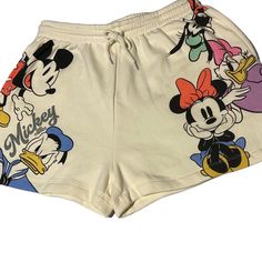 Drawstring Pajamas Shorts Size Medium Soft Stretchy Fabric New No Flaws Minnie Mouse Costume Shorts, Mickey Head Shorts, Disney World Shorts, Disney Pjs For Women, Cute White Shorts For Pajama Party, Cute White Short Bottoms, Trendy White Cotton Sleepwear, Short Leisure Sleepwear For Spring, Cute White Shorts With Elastic Waistband