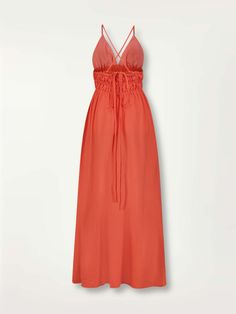 The Kelemi Coral Collection features linen tencel silhouettes in a bright, happy, and sophisticated coral color that flatters all skin tones. This elevated take on the classic sundress features a deep V neckline, elastic ruching at the waist, and a fluid, breezy, long skirt. It also includes adjustable straps that can be worn as a cross-back or a halter. Made in Kenya, this silhouette is made of a soft, opaque blend of sustainable linen and tencel that reduces the wrinkle tendency of 100% linen. Classic Sundress, Coral Collection, Gameday Fits, Triangle Dress, Muslin Dress, Tencel Fabric, Color Analysis, Triangle Top, Inspiration Style