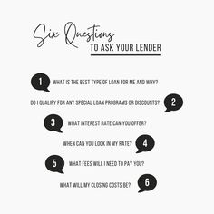 five questions to ask your lender