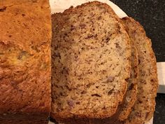 slices of banana bread sitting on top of a white plate