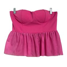 Super Cute Barbie Pink Top Or Bikini Top. Size Medium With No Visible Flaws Stains Or Holes. Simply Jules Strapless Pink Top Tulle Accent Sz M Nwt Summer Party Tube Top With Built-in Bra, Summer Club Tube Top With Built-in Bra, Flirty Summer Tube Top With Built-in Bra, Summer Crop Top With Built-in Bra And Underwire, Summer Party Crop Top With Sweetheart Neckline, Flirty Strapless Stretch Crop Top, Strapless Tube Top With Removable Bra Pads For Party, Summer Crop Top With Sweetheart Neckline For Night Out, Flirty Bandeau Tube Top With Built-in Bra