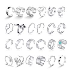 PRICES MAY VARY. STACKABLES RINGS: This 24 pcs silver stainless steel ring set is a collection of many popular elements, you can freely mix and match according to your own likes, can be matched with a variety of styles of clothing, never out of style. COMFORTABLE TO WEAR: Stainless steel rings are made of high-quality stainless steel, resistant to tarnishing and won't cause any discomfort. FASHION COOL RINGS: The width of 24 pcs ring set for women silver is 2cm/0.78in, Absolutely lightweight and Cheap White Midi Rings As Gift, Cheap White Midi Rings For Gifts, Cheap Adjustable Nickel Free Midi Rings, Silver Rings Set, Snake Rings, Pretty Snakes, Style Comfortable, Silver Ring Set, Midi Ring