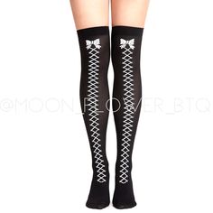 Lace Up Printed Thigh High Over The Knee Stockings Add A Touch Of Edgy Style To Your Wardrobe With These Lace Up Printed Thigh High Over The Knee Stockings. Made From A Soft And Stretchy Breathable Material, These Stockings Are Not Only Comfortable To Wear, But Also Stay In Place All Day Long. The Lace Up Design Adds A Unique And Eye-Catching Detail, Making Them Perfect For Punk, Goth, Grunge, Or Everyday Wear. They Are Also Great For Halloween, Costumes, And Cosplay. With One Size Fitting Most, Grunge Stockings, Edgy Style, Fashion Inspiration Design, Goth Grunge, Punk Goth, Thigh High, Edgy Fashion, Thigh Highs, Over The Knee