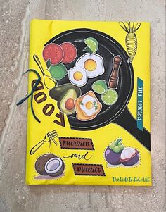 a cookbook with an image of food on it