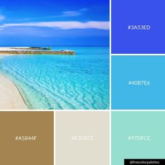 the color palette is blue, green, and brown with some white sand on it