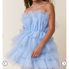 Brand New Blue Tulle Dress From Francesca’s Blue Ruffled Mini Dress For Homecoming, Blue Tulle Mini Dress For Wedding, Chic Blue Mini Dress For Homecoming, Blue Mini Tulle Dresses, Elegant Blue Tulle Mini Dress, Blue Ruffled Mini Dress For Wedding, Chic Blue Prom Dress, Blue Tulle Mini Dress For Spring, Blue Tulle Dress For Summer