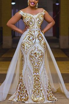 Wedding Royal, Plus Wedding Dresses, Maxi Dress Plus Size, African Wedding Dress, Dinner Dress Classy, Plus Size Formal, White Gown, Dream Wedding Ideas Dresses, Sequin Maxi Dress