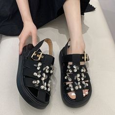 Women's Sandals Rhinestone Flat Canvas Ladies Shoes Buckle Strap Non-slip Sandals - Beige,9 Trendy Open Toe Sandals With Rhinestones, Trendy Rhinestone Open Toe Sandals, Closed Toe Synthetic Sandals With Rhinestones, Casual Sandals With Rhinestones And Round Toe, Synthetic Closed Toe Sandals With Rhinestones, Casual Rhinestone Sandals With Round Toe, Casual Rhinestone Round Toe Sandals, Slip-on Synthetic Sandals With Rhinestones, Ankle Strap Sandals With Rhinestones