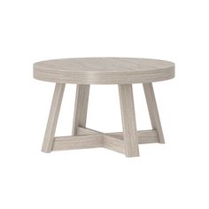 a round wooden table on a white background