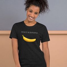 Dolce and Banana T-shirt,Funny Banana Designer T-Shirt,Banana Tee shirt,Fruit Shirt,Funny Shirt,Graphic T, Unisex Cool Summer Fashion Shirt by BeastCrafter on Etsy Black Novelty T-shirt For Summer, Novelty Black T-shirt For Summer, Funny Banana, Fruit Shirt, Faux Leather Bracelets, Leather Wristbands, Cool Summer, Funny Shirt, T Shirt Funny